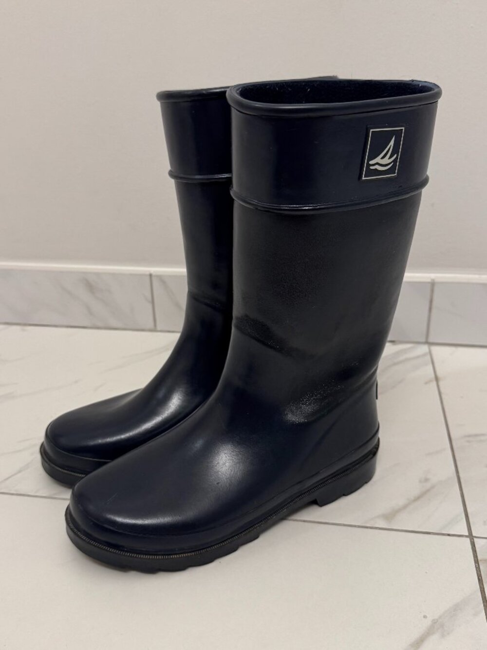 Girl's Size 2 Navy Blue Sperry Top-Sider Slip On Rain Boots Children's Kid Shoes